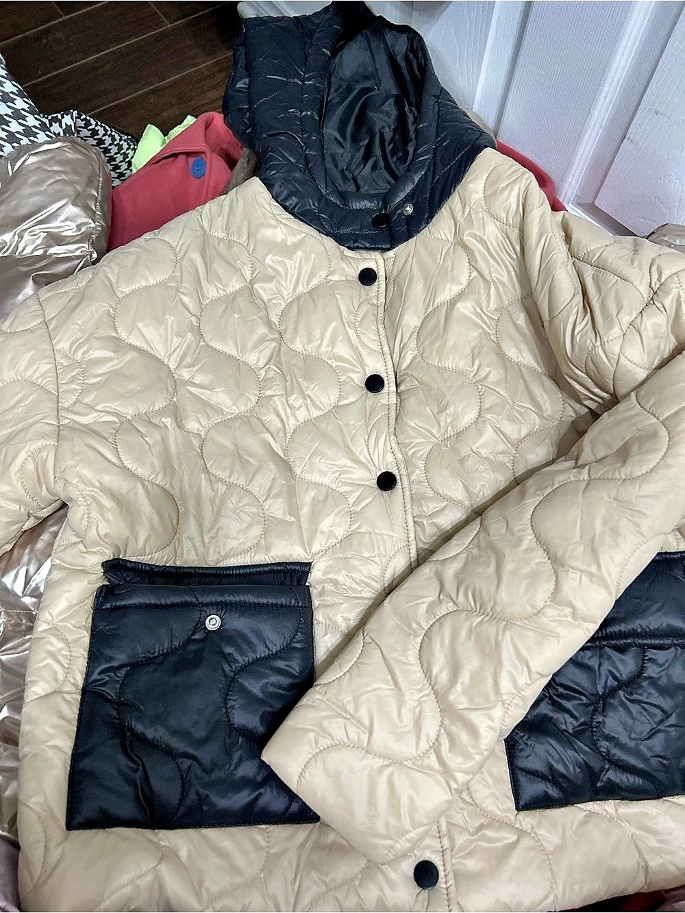 Quilted Puffer Jacket in Cream Like New